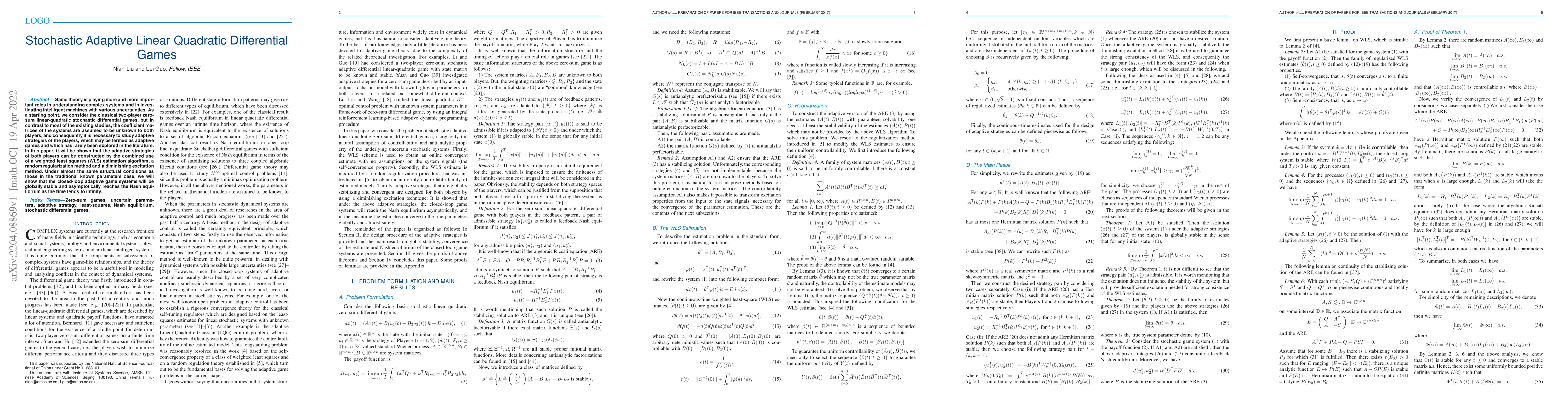 Thumbnail for Stochastic Adaptive Linear Quadratic Differential Games