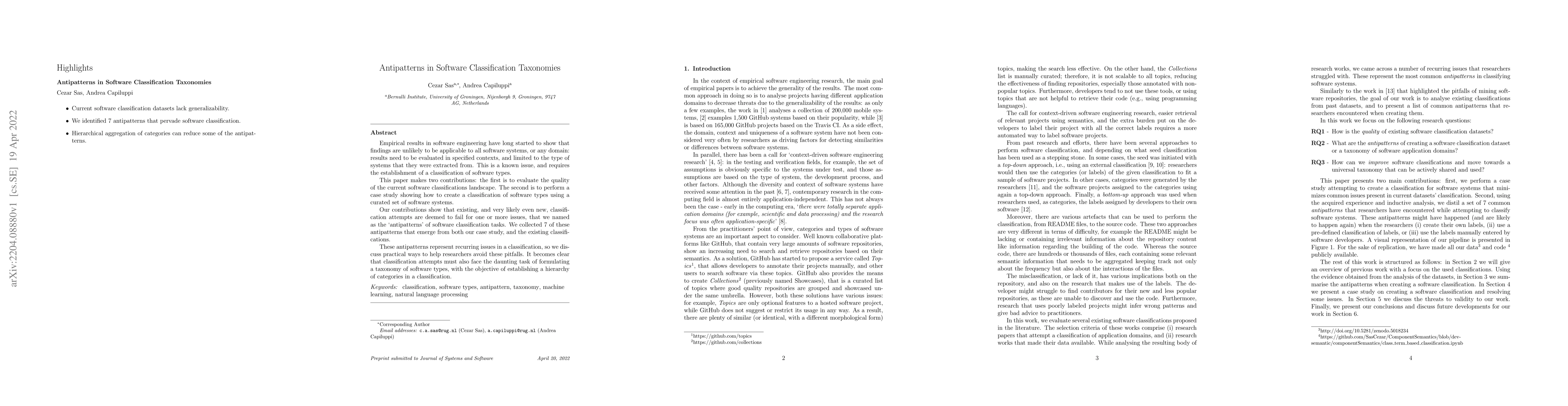 Thumbnail for Antipatterns in Software Classification Taxonomies