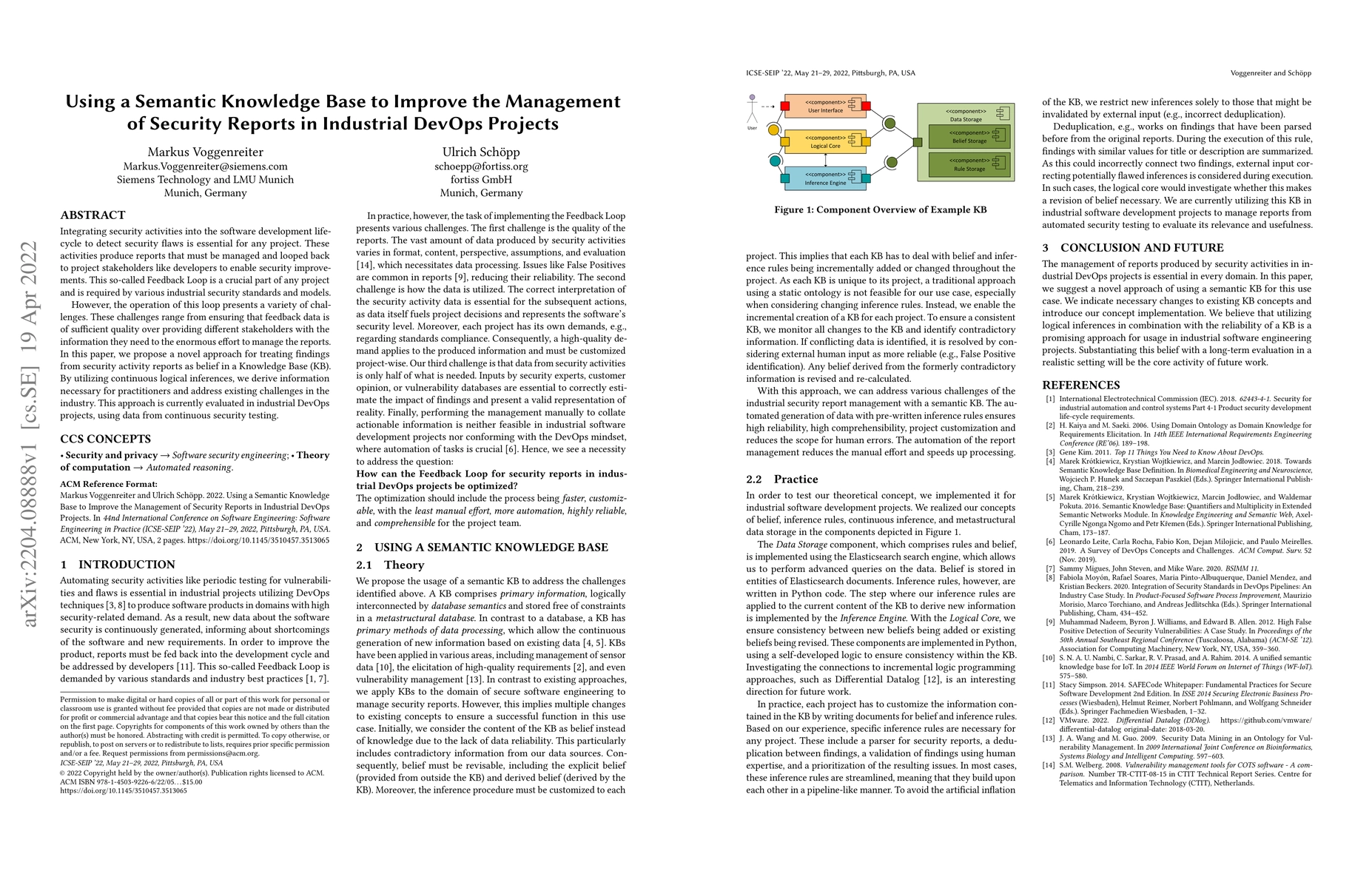 Thumbnail for Using a Semantic Knowledge Base to Improve the Management of Security
  Reports in Industrial DevOps Projects