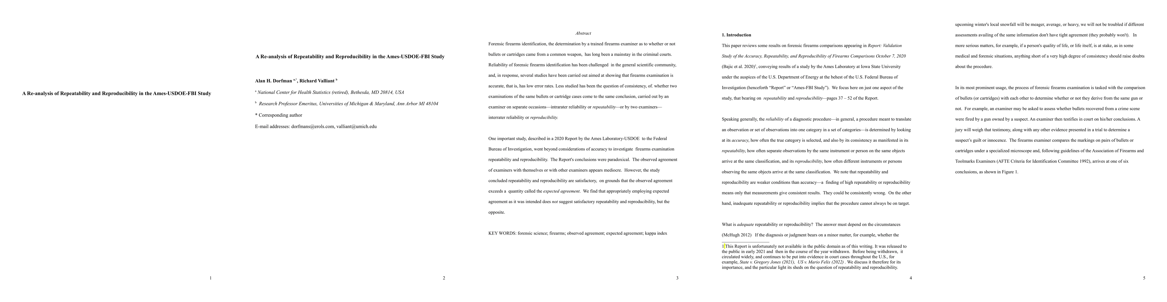 Thumbnail for A Re-analysis of Repeatability and Reproducibility in the Ames-USDOE-FBI
  Study
