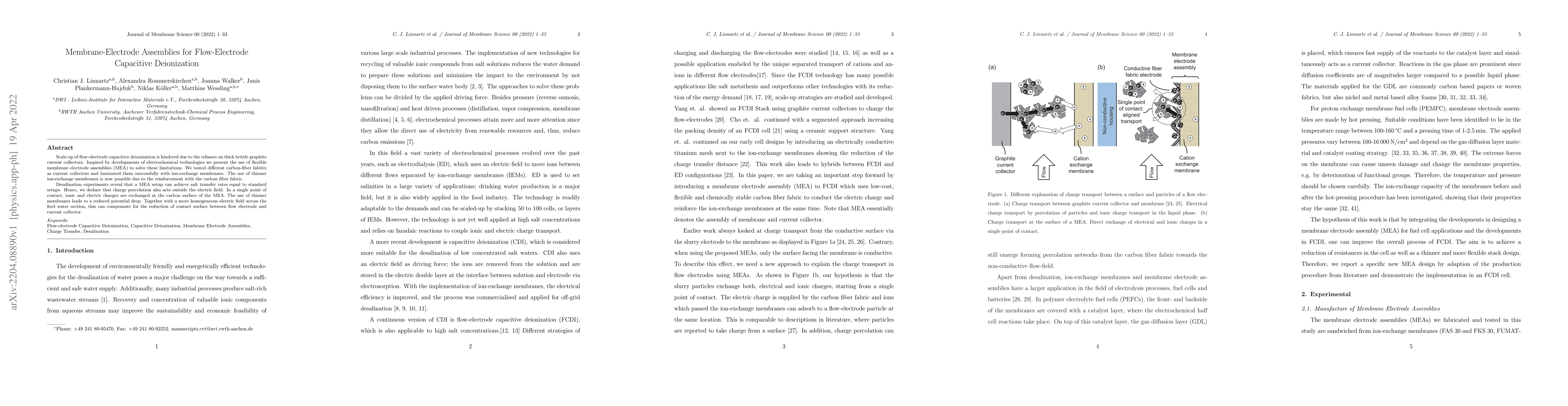 Thumbnail for Membrane-electrode assemblies for flow-electrode capacitive deionization