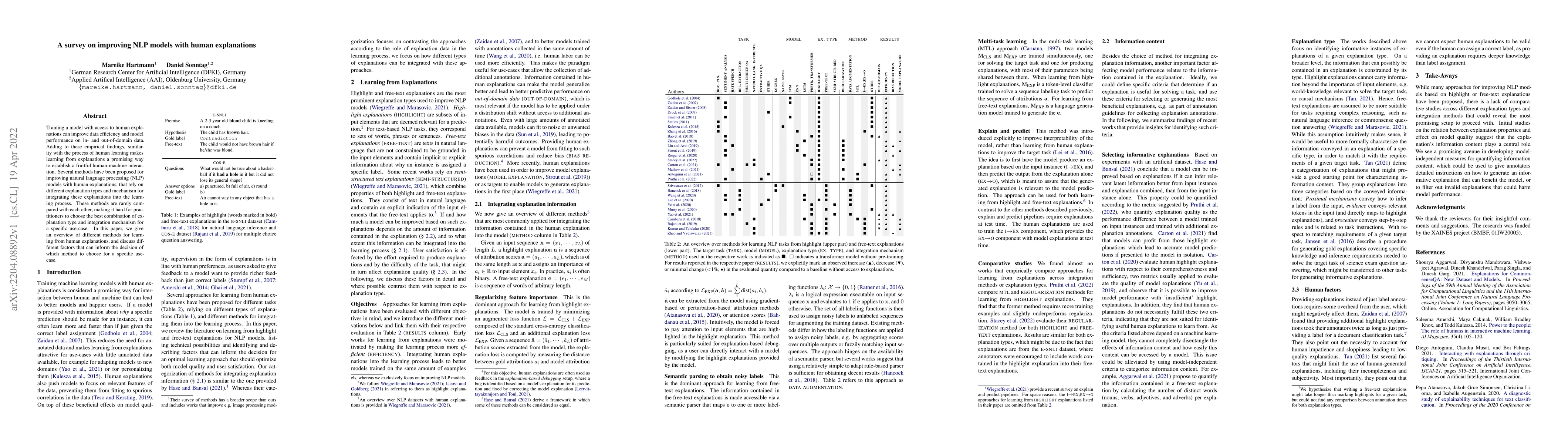 Thumbnail for A survey on improving NLP models with human explanations