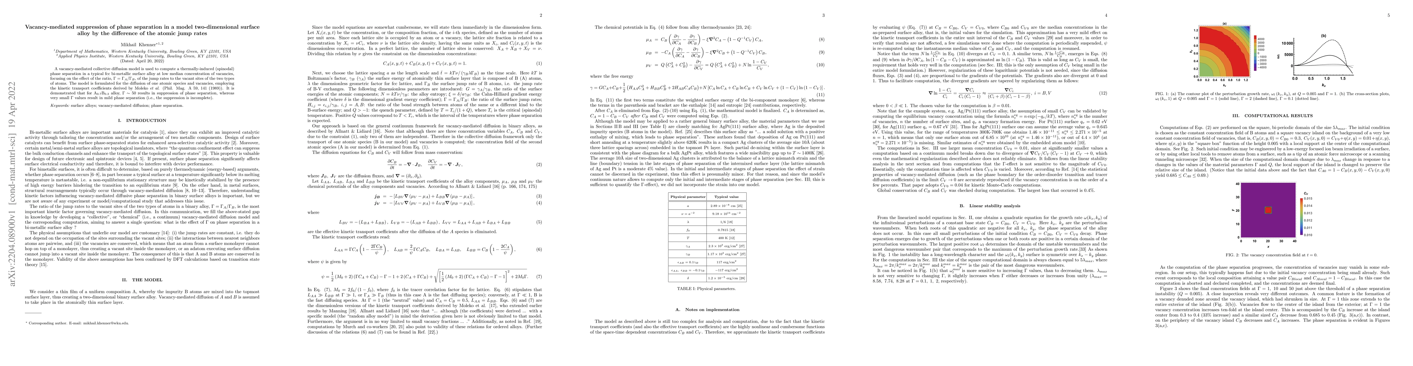 Thumbnail for Vacancy-mediated suppression of phase separation in a model
  two-dimensional surface alloy by the difference of the atomic jump rates