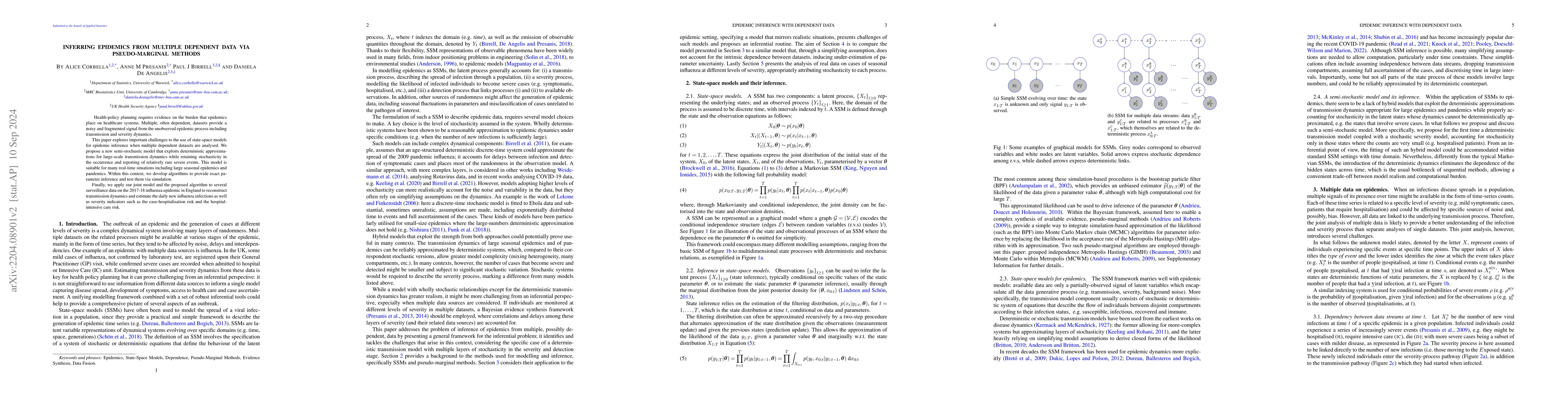 Thumbnail for Inferring Epidemics from Multiple Dependent Data via Pseudo-Marginal
  Methods