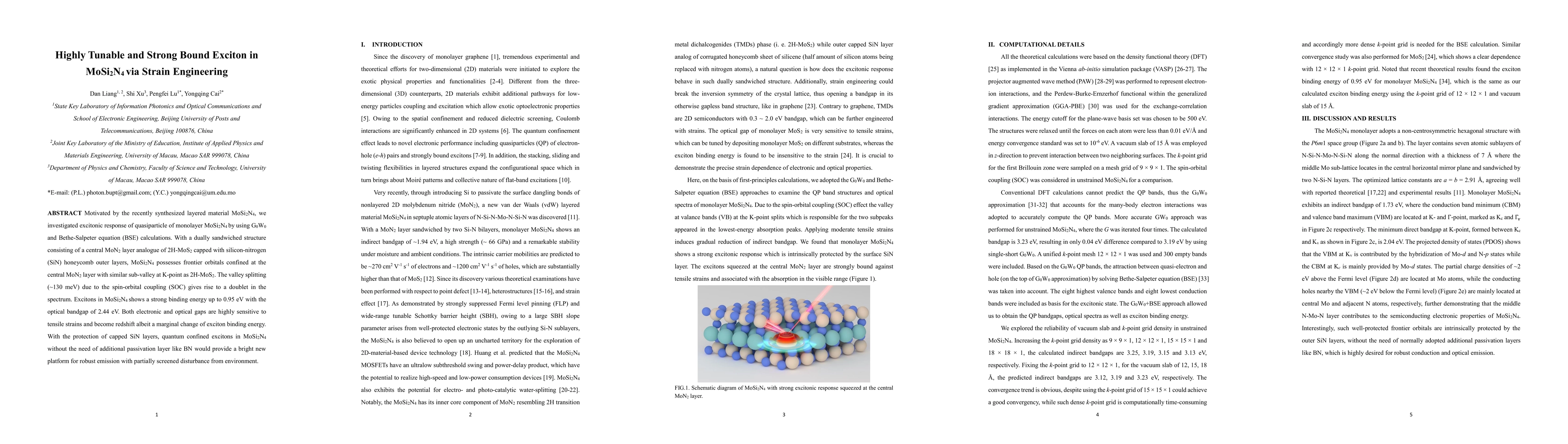 Thumbnail for Highly Tunable and Strong Bound Exciton in MoSi2N4 via Strain
  Engineering