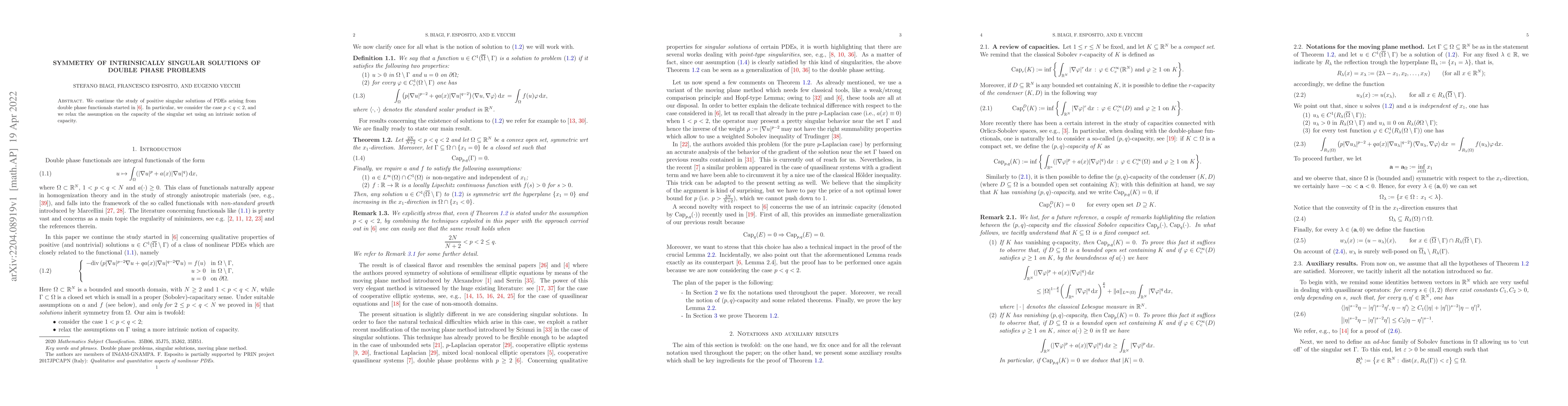 Thumbnail for Symmetry of intrinsically singular solutions of double phase problems
