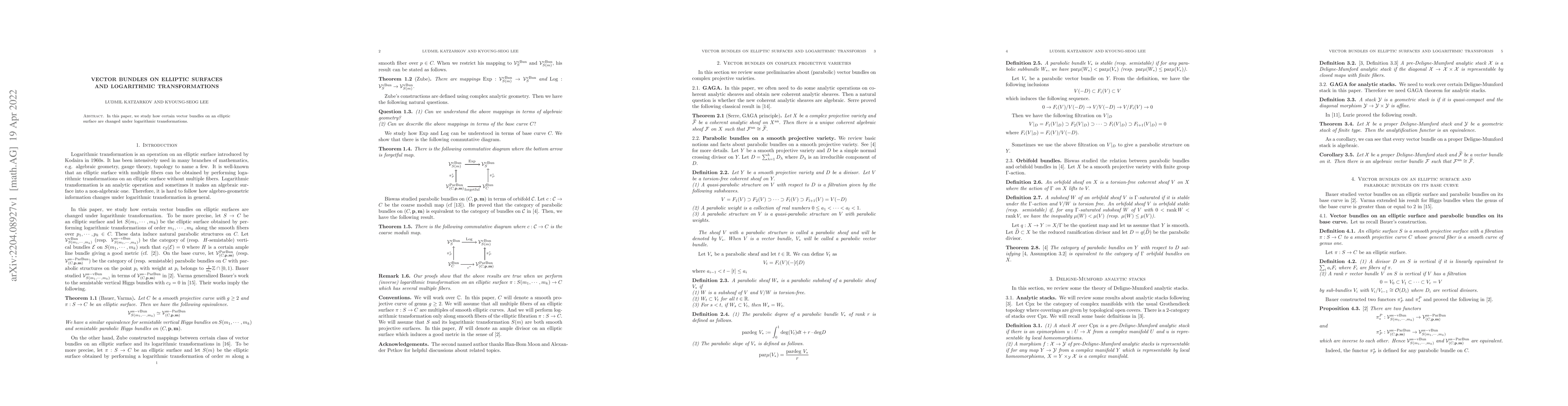 Thumbnail for Vector bundles on elliptic surfaces and logarithmic transformations