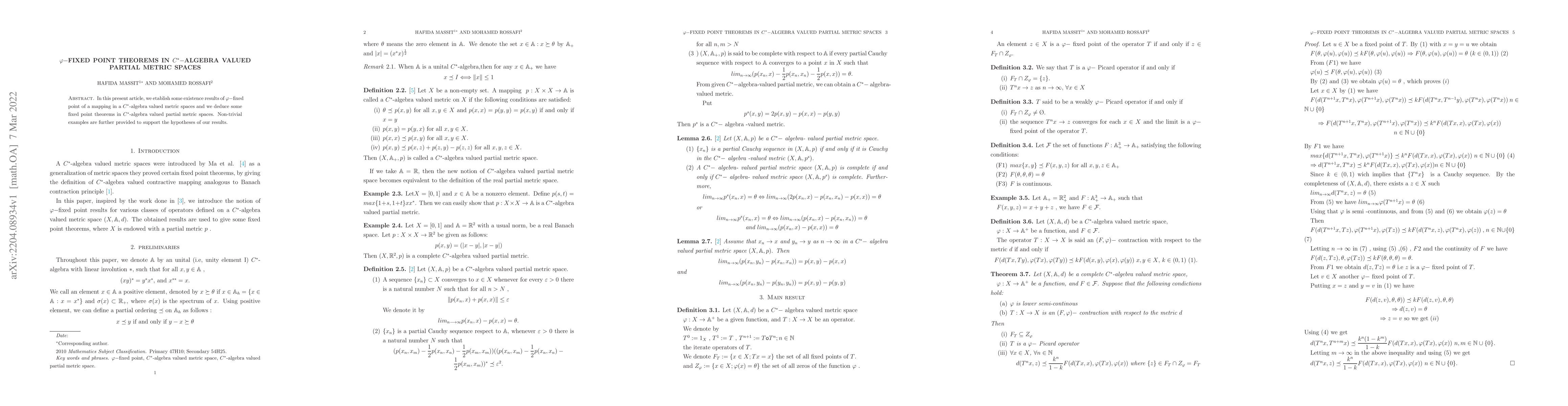 Thumbnail for $\varphi-$fixed point theorems in $C^{\ast}-$algebra valued partial
  metric spaces