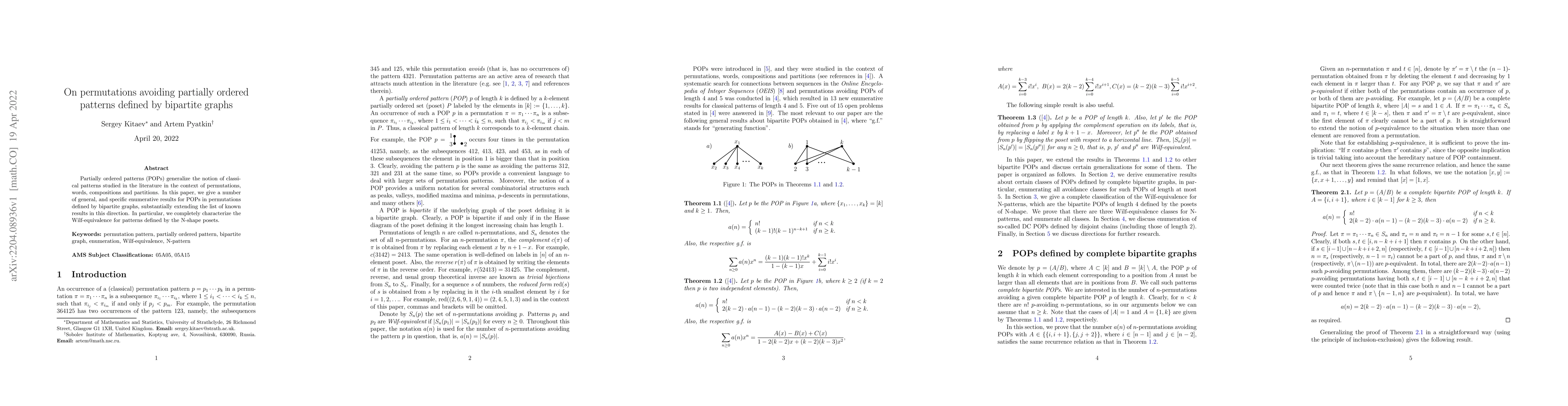 Thumbnail for On permutations avoiding partially ordered patterns defined by bipartite
  graphs