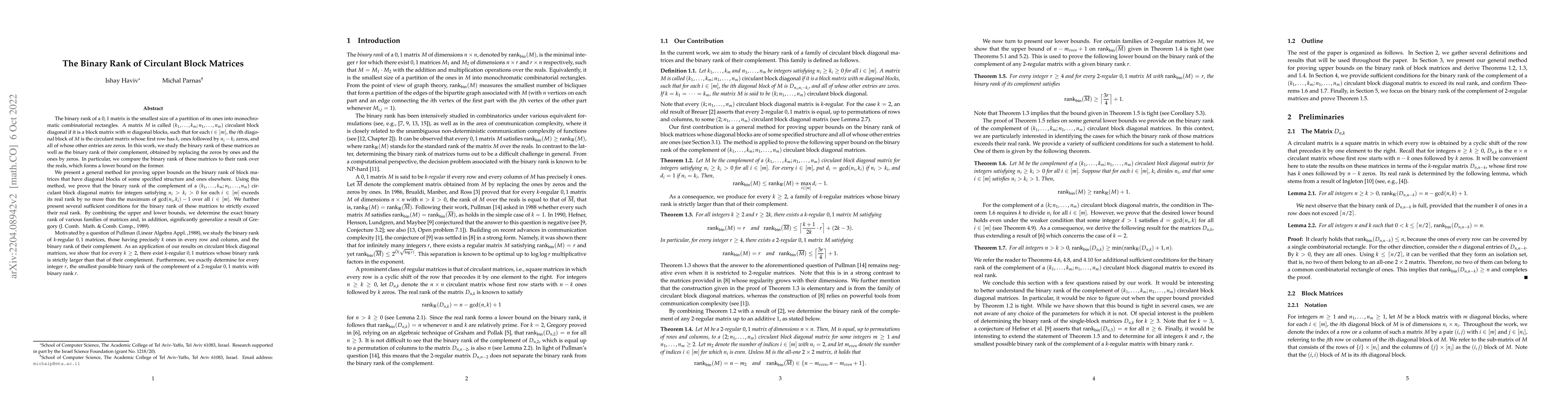 Thumbnail for The Binary Rank of Circulant Block Matrices
