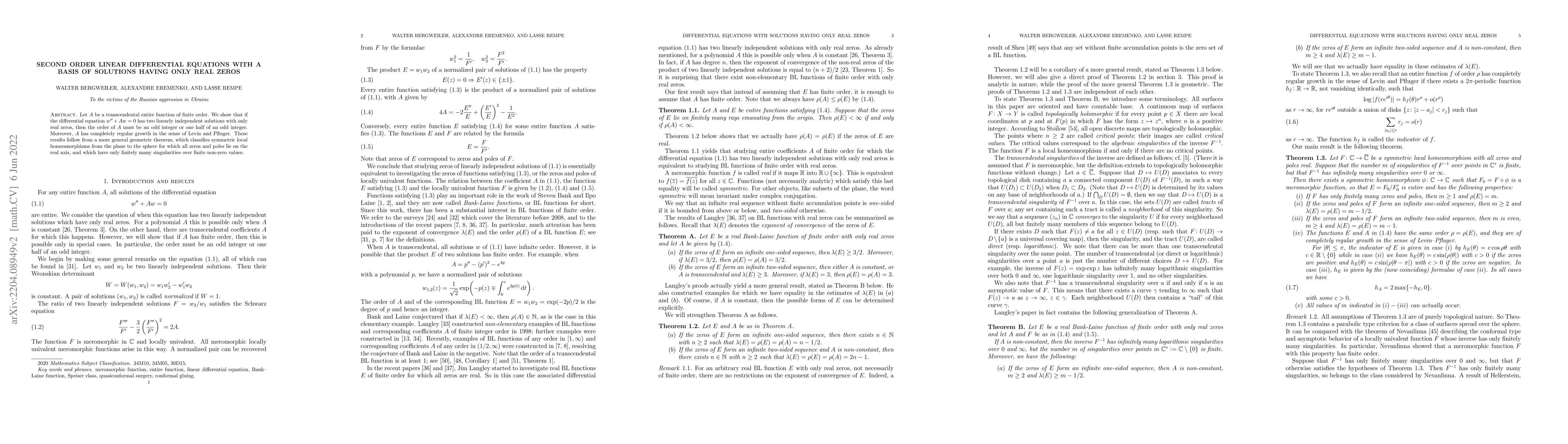 Thumbnail for Second order linear differential equations with a basis of solutions
  having only real zeros
