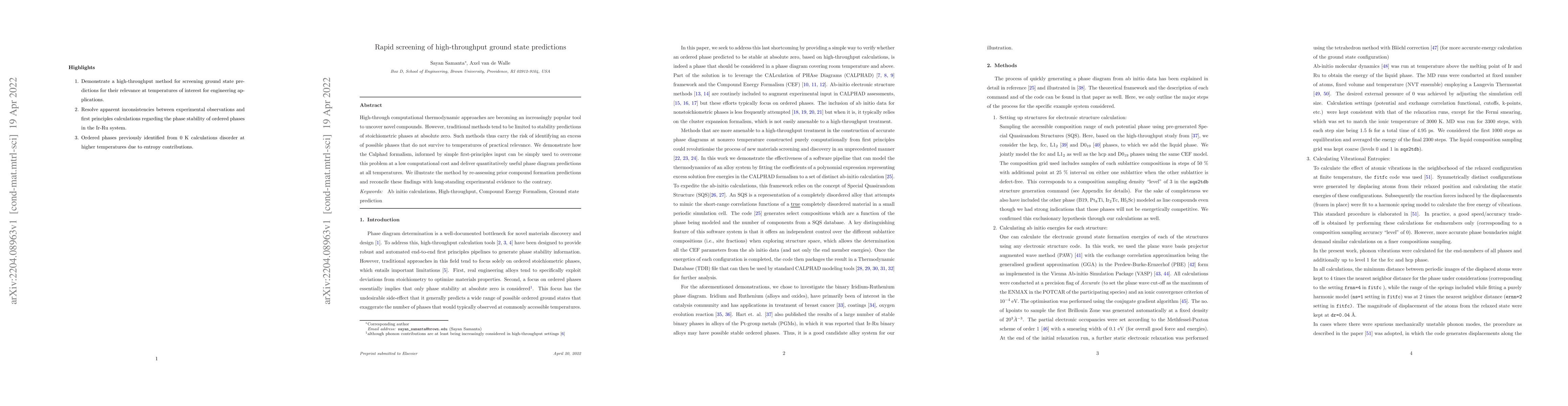 Thumbnail for Rapid screening of high-throughput ground state predictions