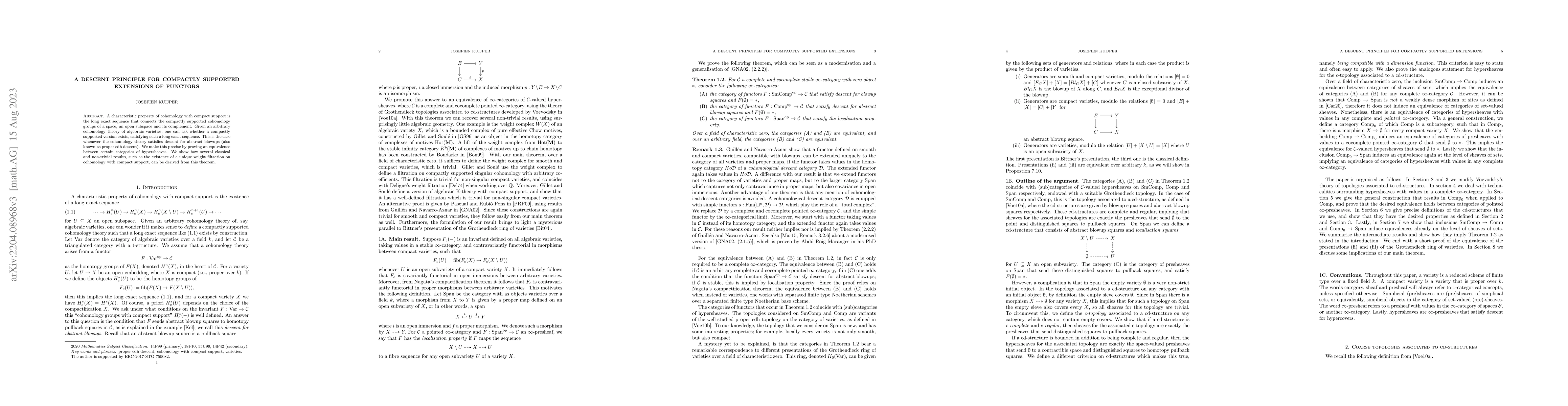 Thumbnail for A descent principle for compactly supported extensions of functors