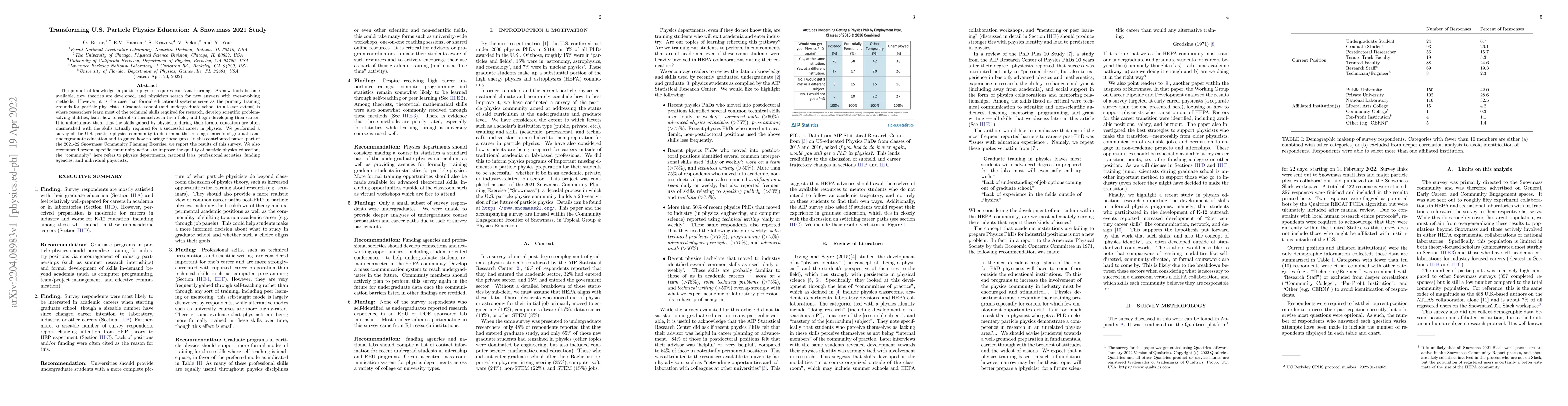 Thumbnail for Transforming U.S. Particle Physics Education: A Snowmass 2021 Study