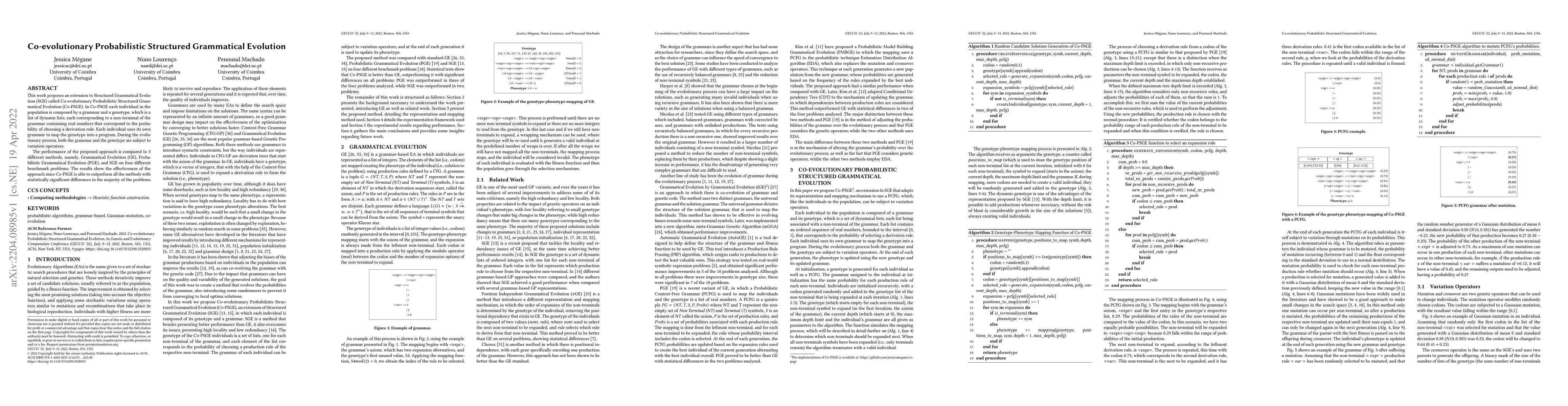 Thumbnail for Co-evolutionary Probabilistic Structured Grammatical Evolution