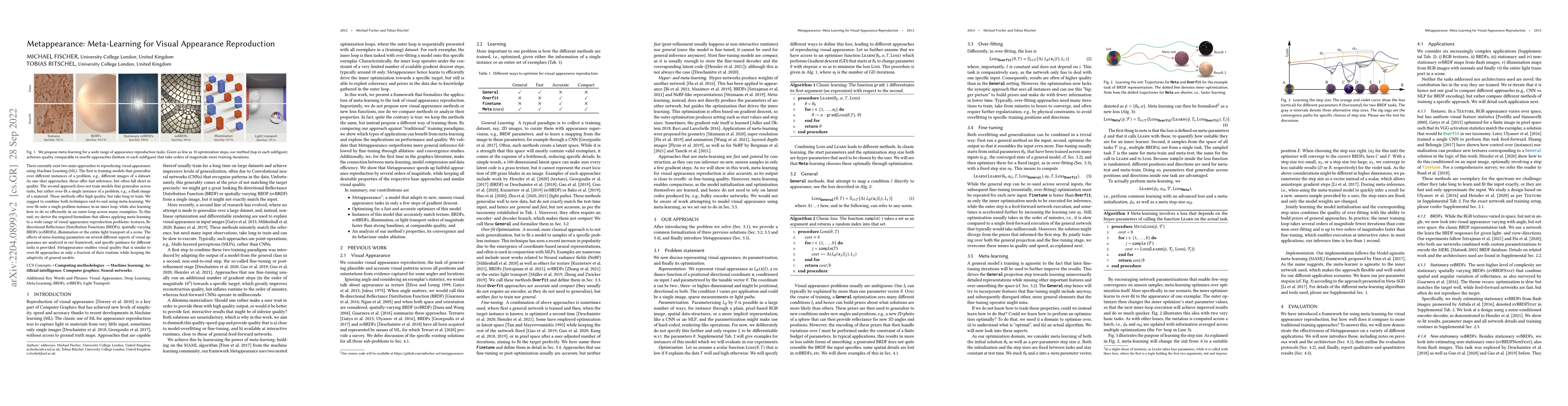 Thumbnail for Metappearance: Meta-Learning for Visual Appearance Reproduction