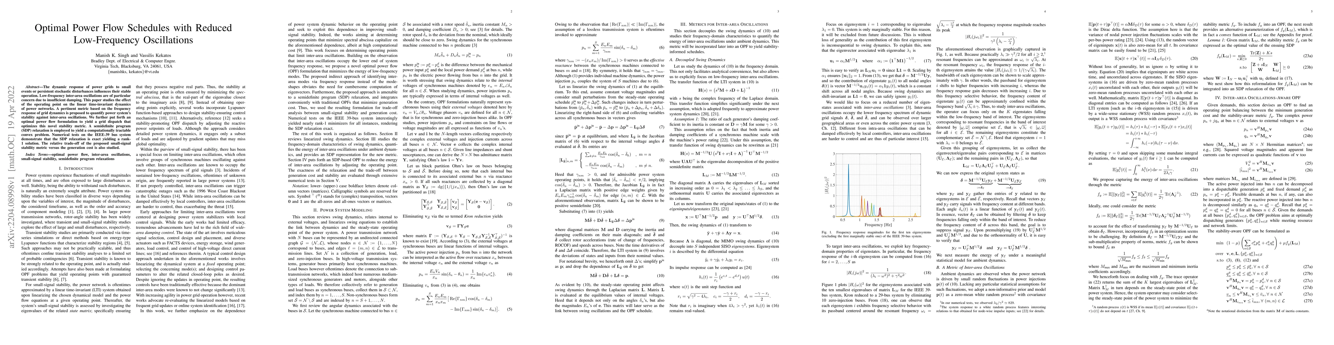 Thumbnail for Optimal Power Flow Schedules with Reduced Low-Frequency Oscillations