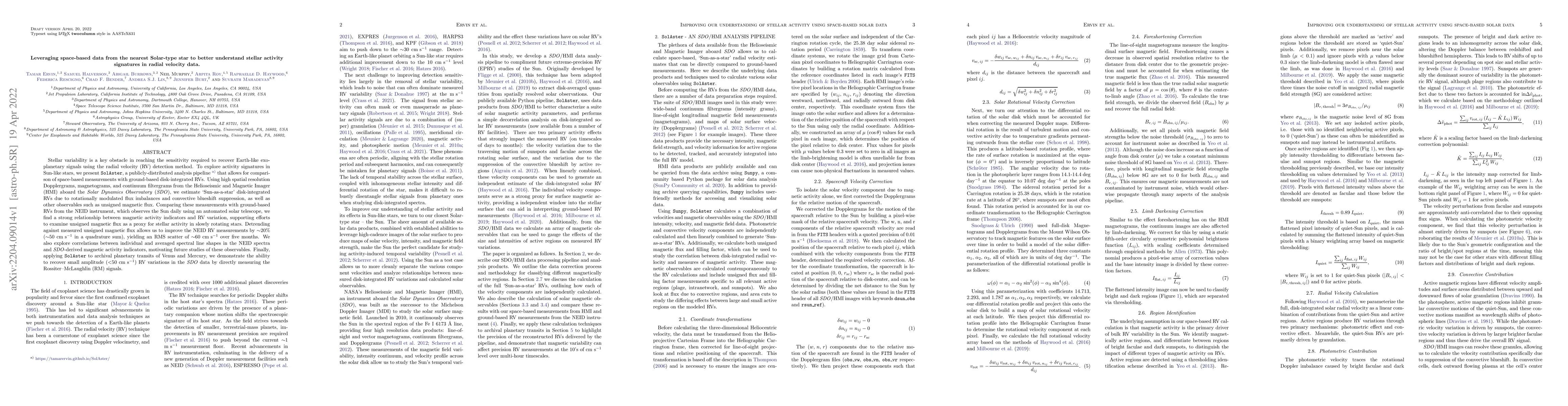 Thumbnail for Leveraging space-based data from the nearest Solar-type star to better
  understand stellar activity signatures in radial velocity data