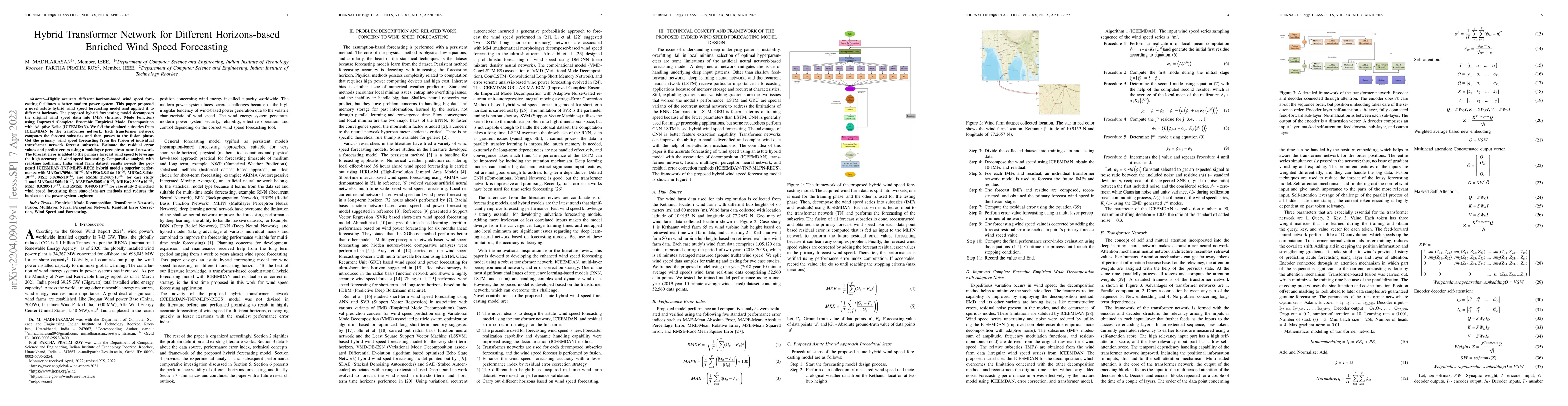 Thumbnail for Hybrid Transformer Network for Different Horizons-based Enriched Wind
  Speed Forecasting