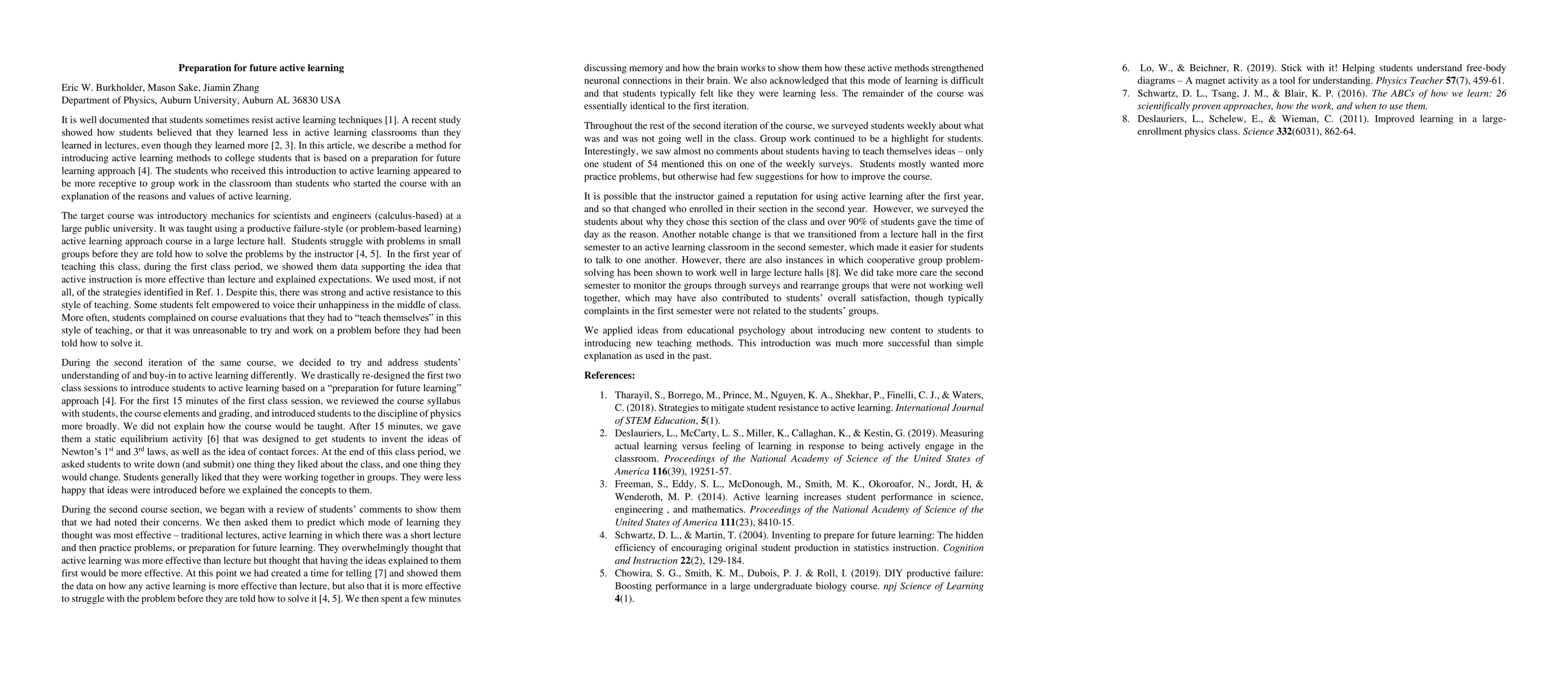 Thumbnail for Preparation for future active learning