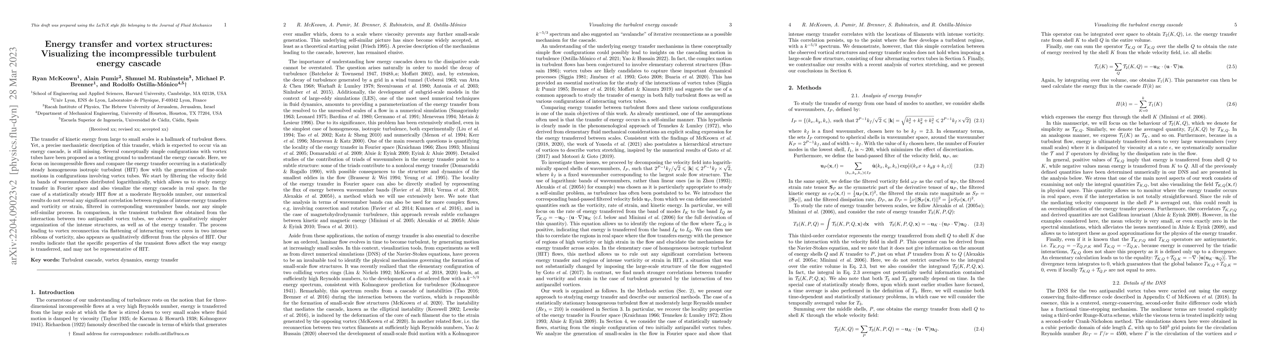 Thumbnail for Energy transfer and vortex structures: Visualizing the incompressible
  turbulent energy cascade