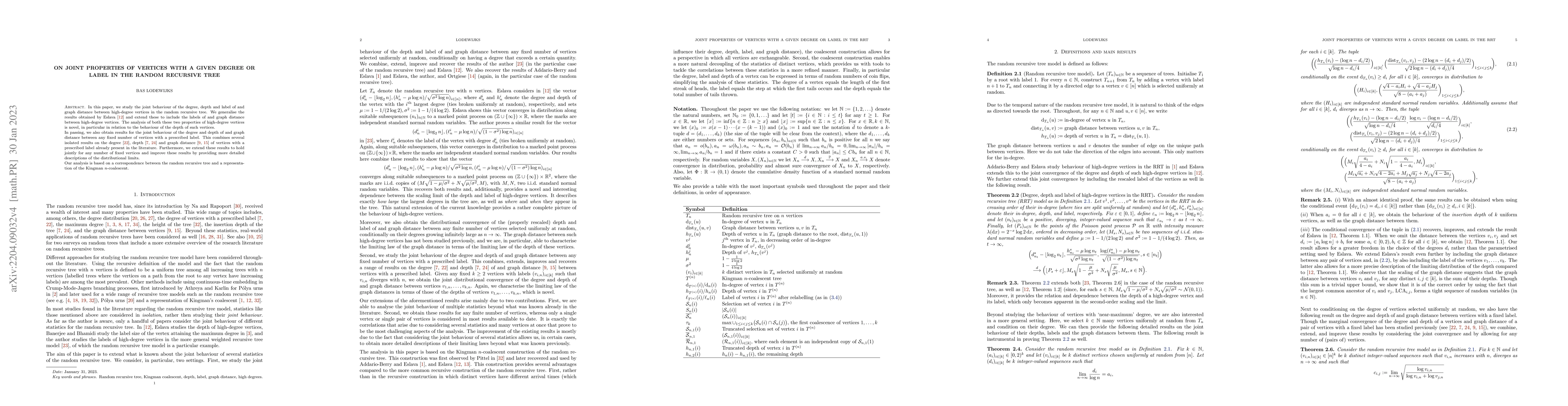Thumbnail for On joint properties of vertices with a given degree or label in the
  random recursive tree