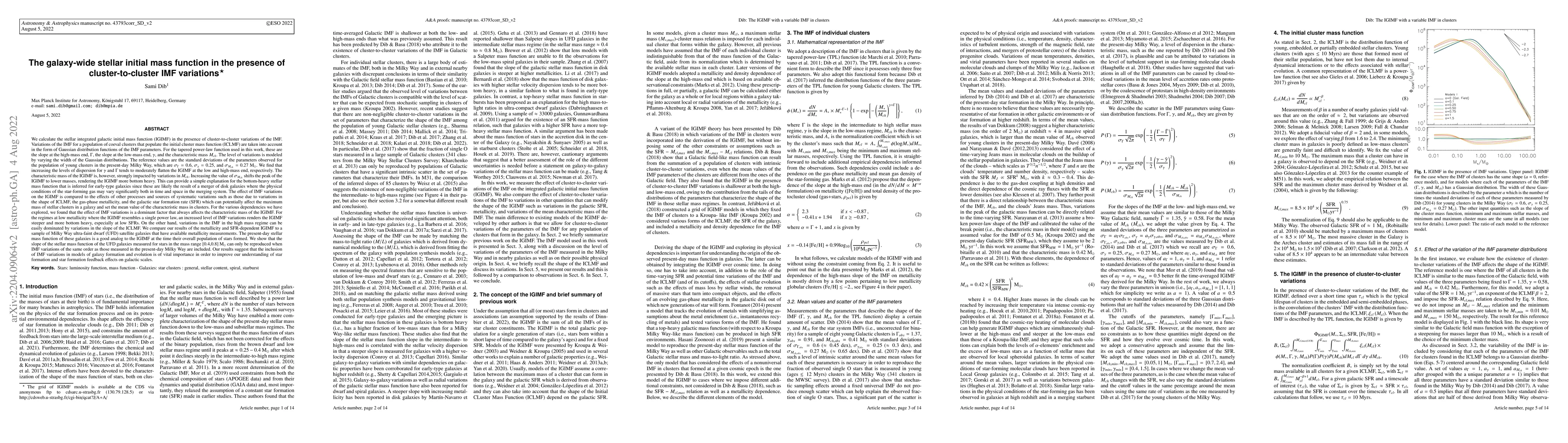 Thumbnail for The galaxy-wide stellar initial mass function in the presence of
  cluster-to-cluster IMF variations