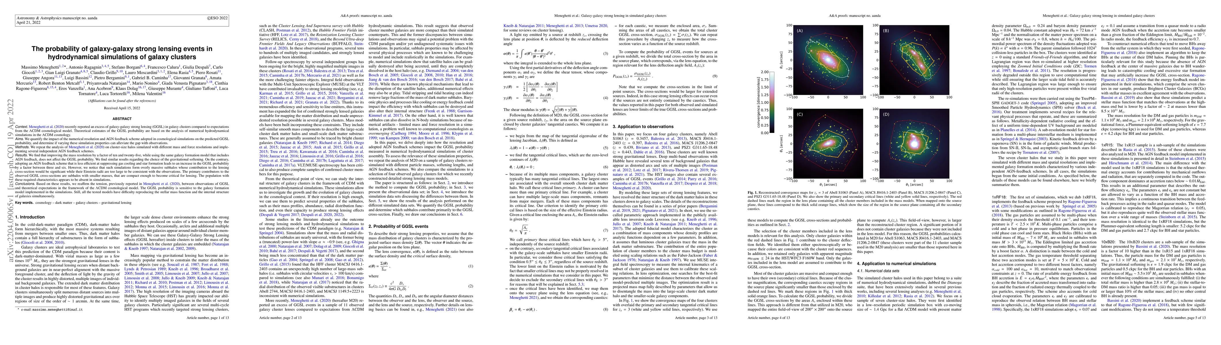 Thumbnail for The probability of galaxy-galaxy strong lensing events in hydrodynamical
  simulations of galaxy clusters