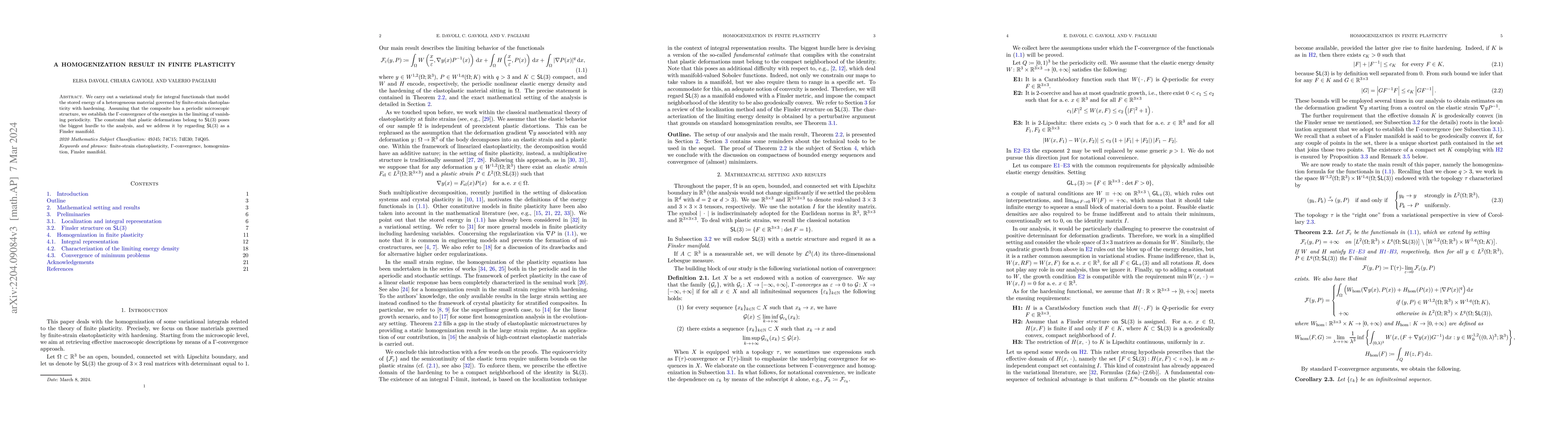 Thumbnail for A homogenization result in finite plasticity