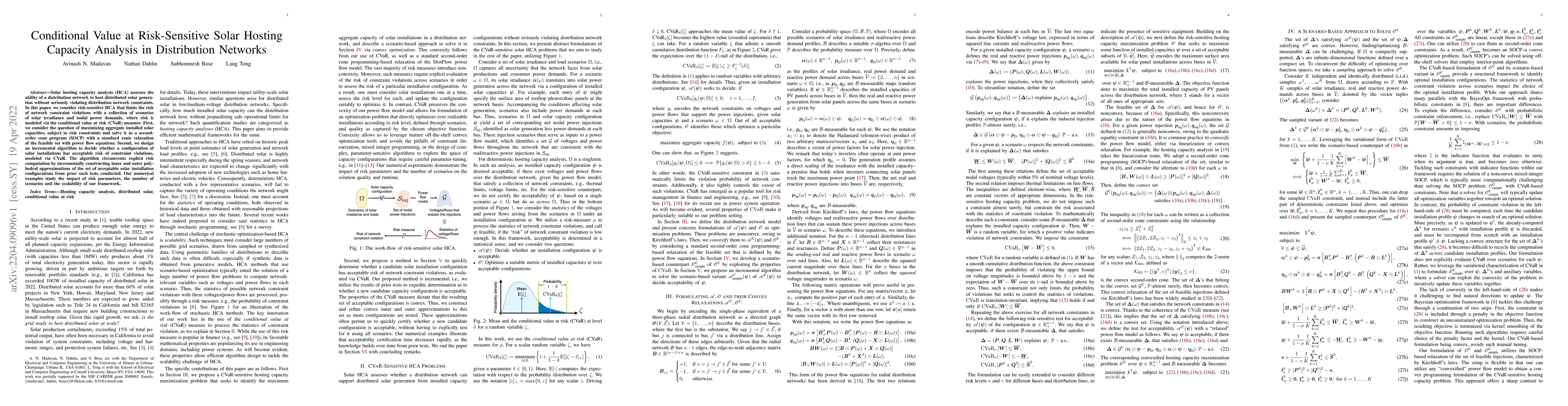 Thumbnail for Conditional Value at Risk-Sensitive Solar Hosting Capacity Analysis in
  Distribution Networks