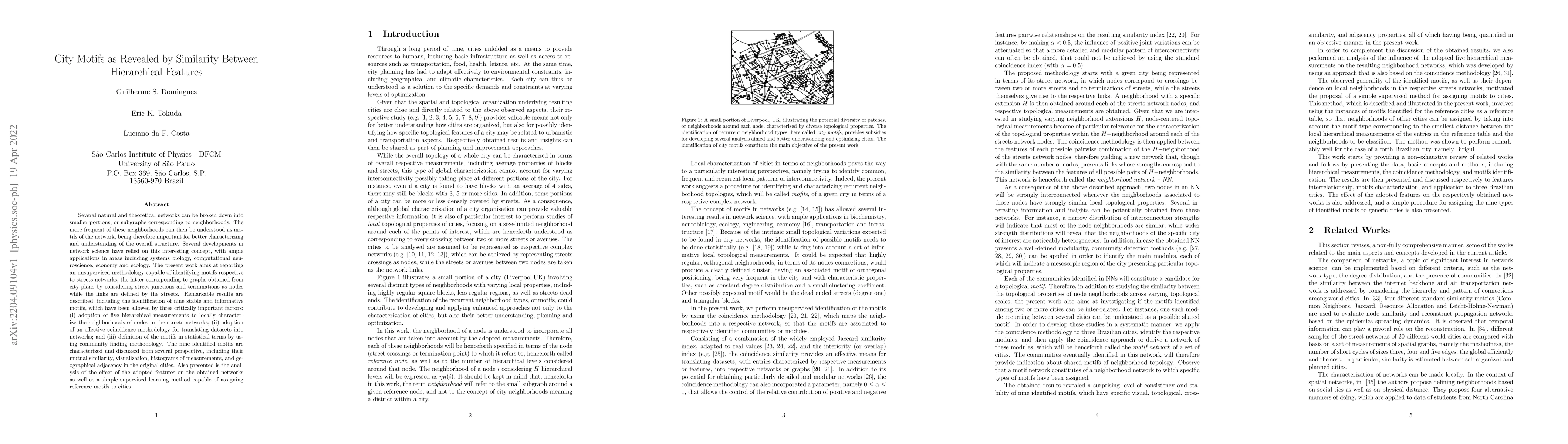 Thumbnail for City Motifs as Revealed by Similarity Between Hierarchical Features