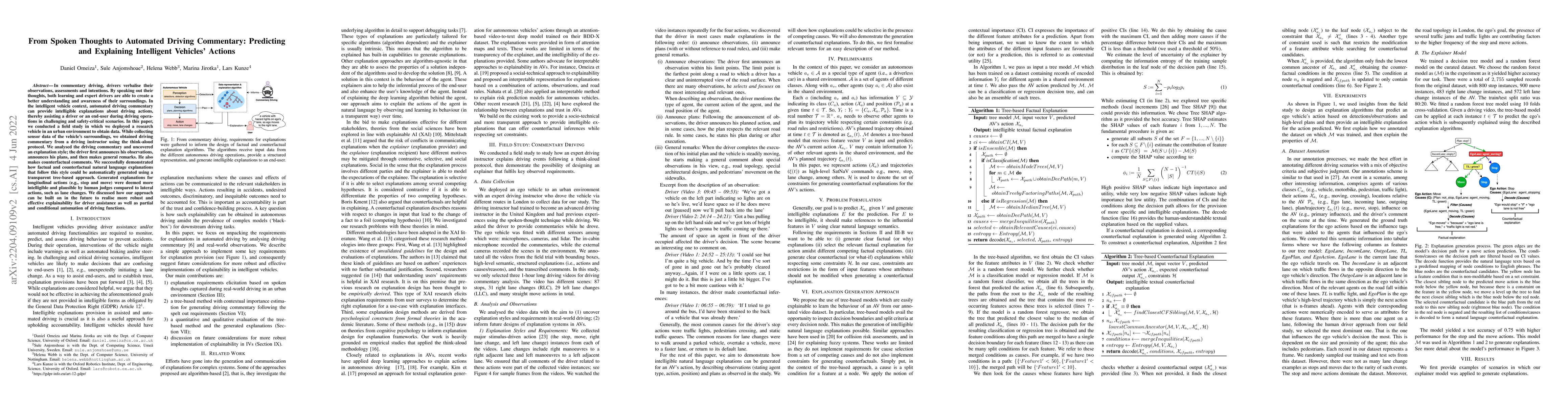 Thumbnail for From Spoken Thoughts to Automated Driving Commentary: Predicting and
  Explaining Intelligent Vehicles' Actions