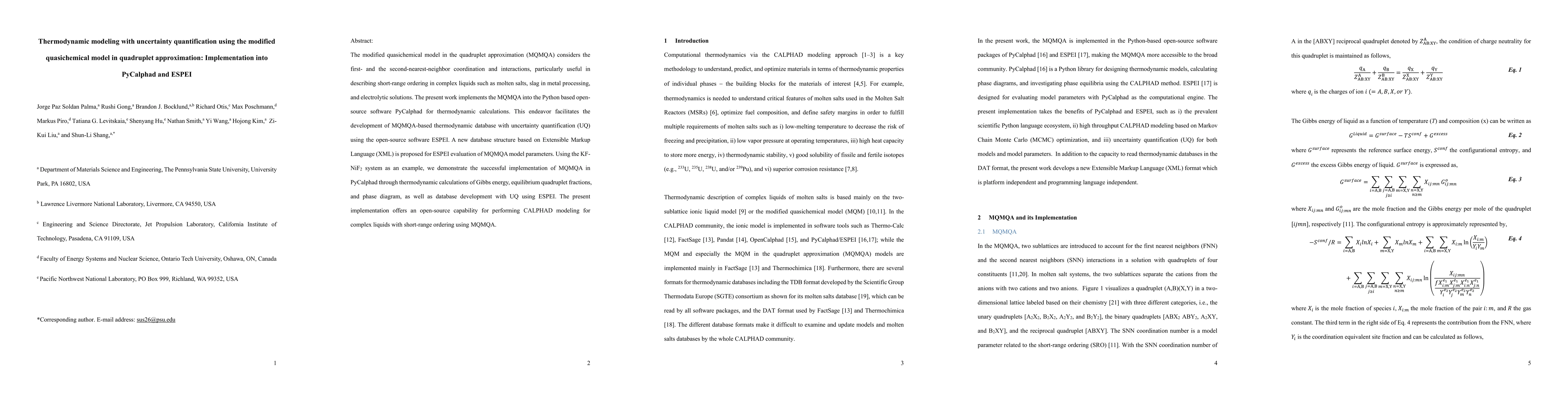 Thumbnail for Thermodynamic modeling with uncertainty quantification using the
  modified quasichemical model in quadruplet approximation: Implementation into
  PyCalphad and ESPEI