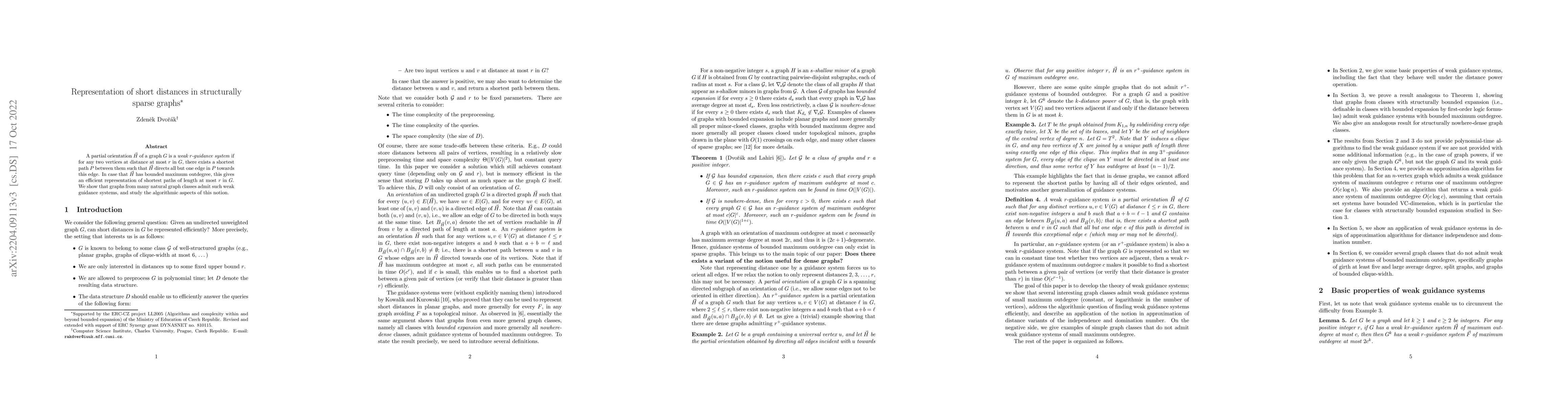 Thumbnail for Representation of short distances in structurally sparse graphs