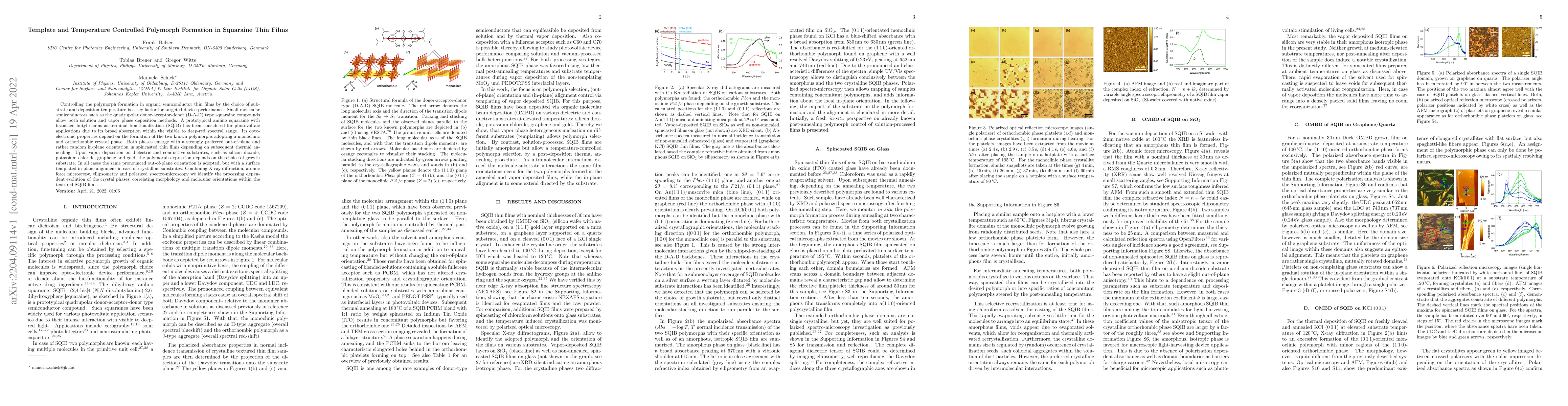 Thumbnail for Template and Temperature Controlled Polymorph Formation in Squaraine
  Thin Films