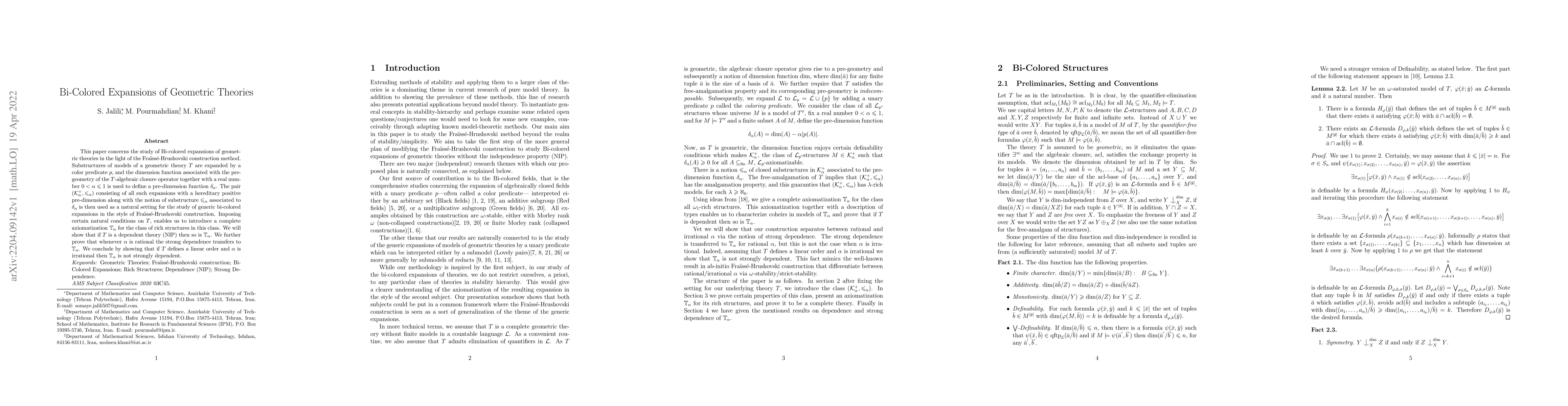 Thumbnail for Bi-Colored Expansions of Geometric Theories