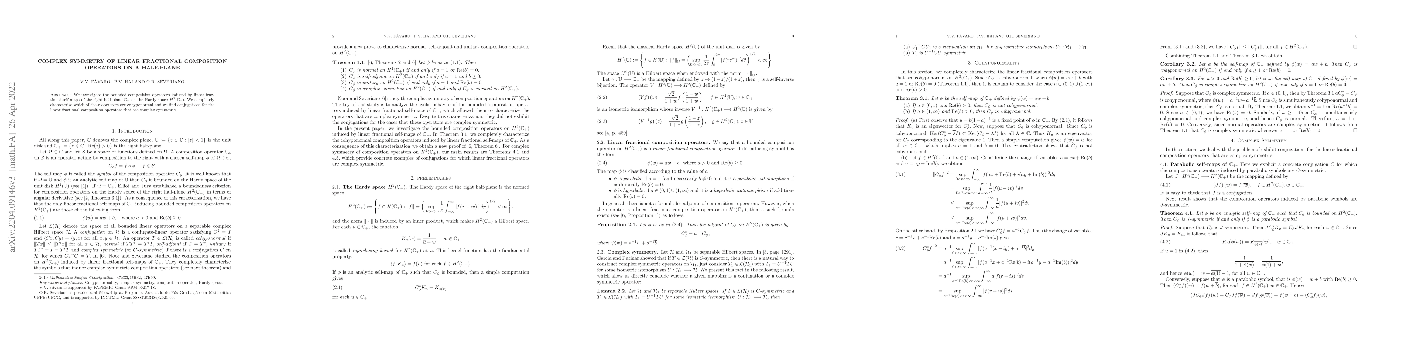 Thumbnail for Complex symmetry of linear fractional composition operators on a
  half-plane