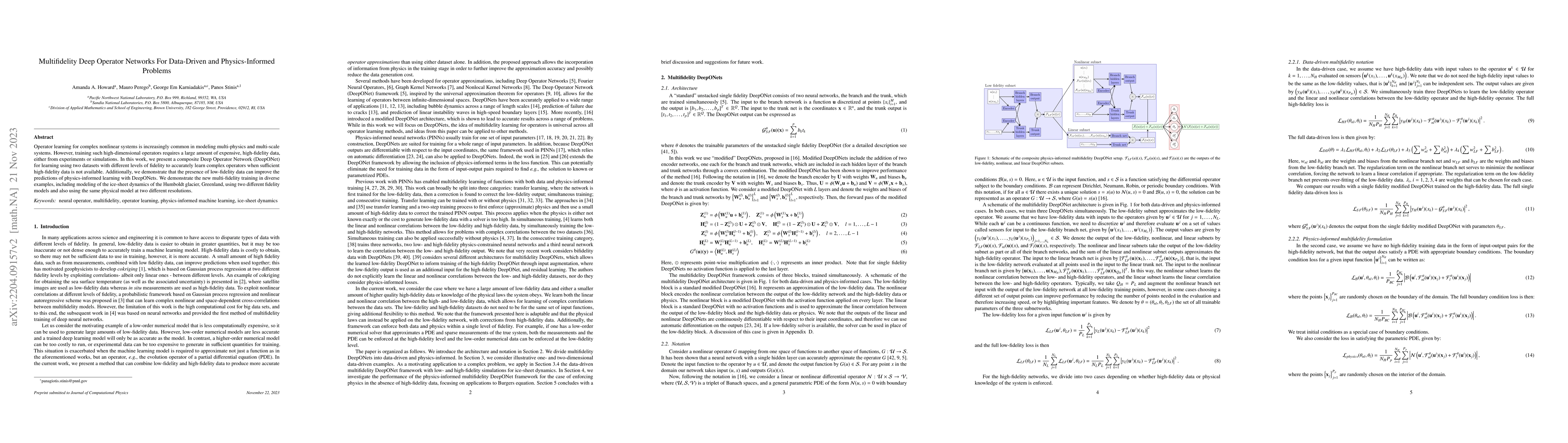 Thumbnail for Multifidelity Deep Operator Networks For Data-Driven and
  Physics-Informed Problems