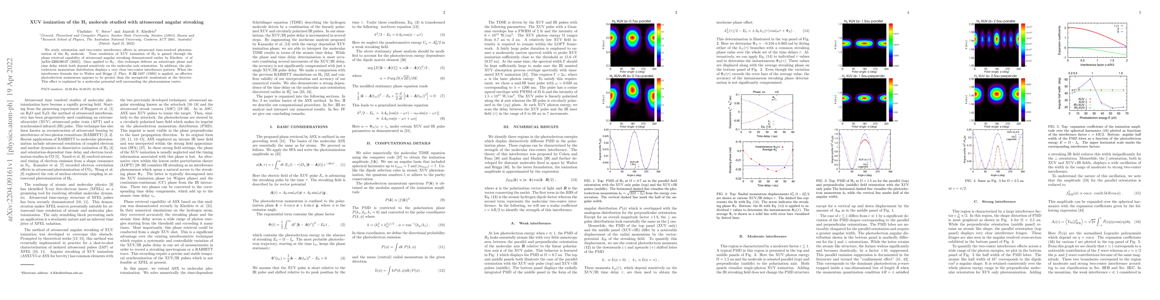 Thumbnail for XUV ionization of the H$_2$ molecule studied with attosecond angular
  streaking