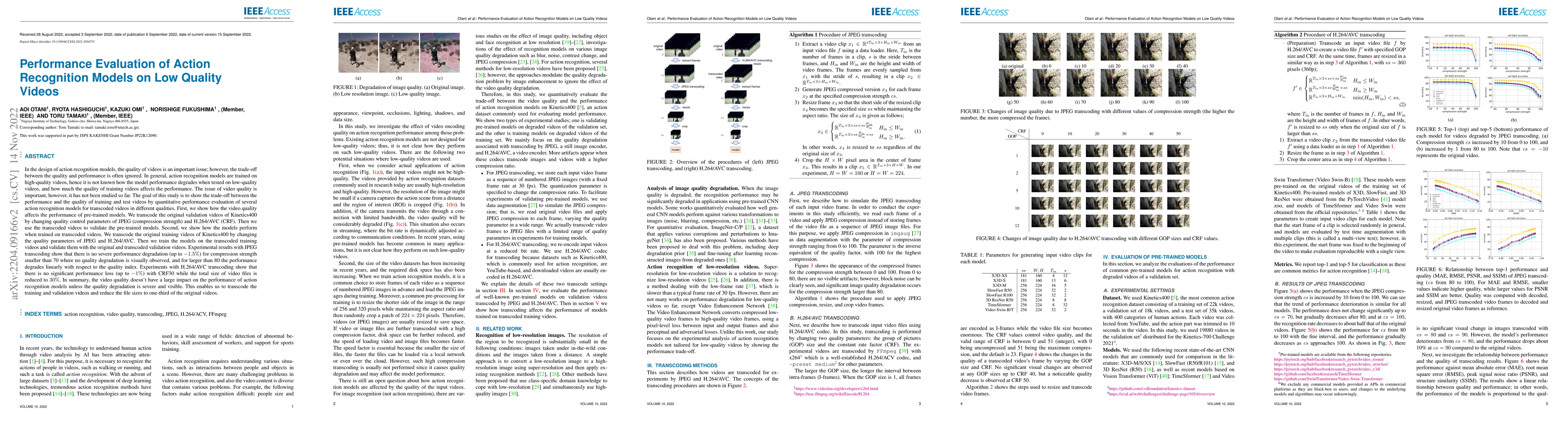 Thumbnail for Performance Evaluation of Action Recognition Models on Low Quality
  Videos