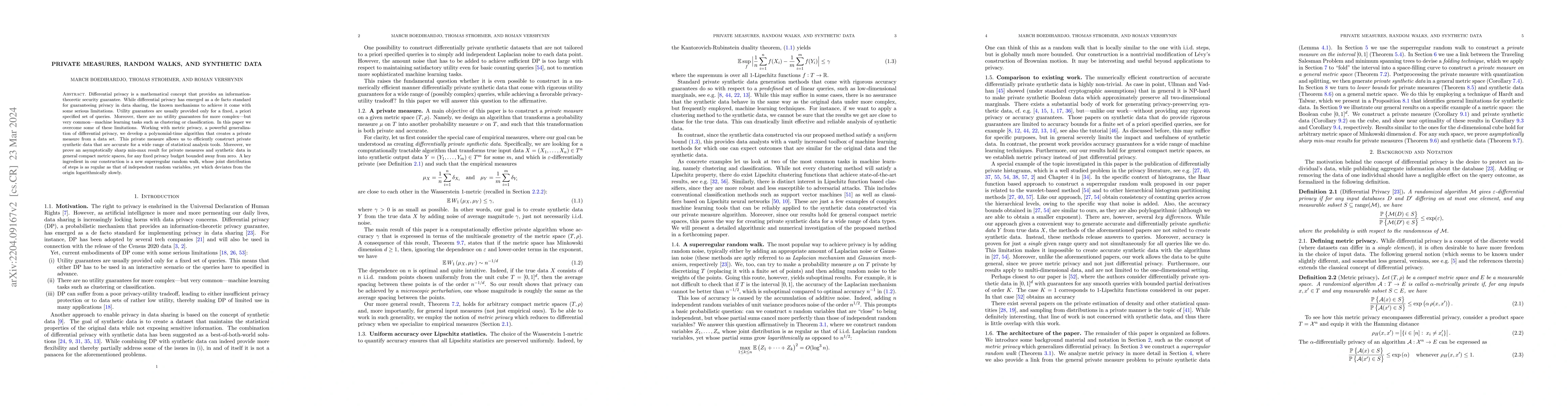 Thumbnail for Private measures, random walks, and synthetic data