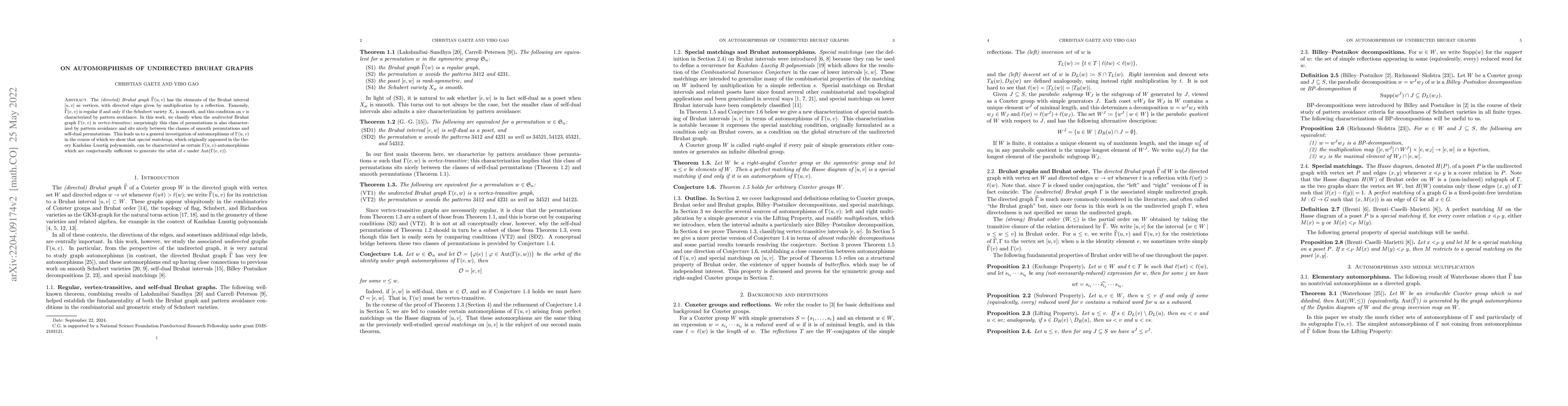 Thumbnail for On automorphisms of undirected Bruhat graphs