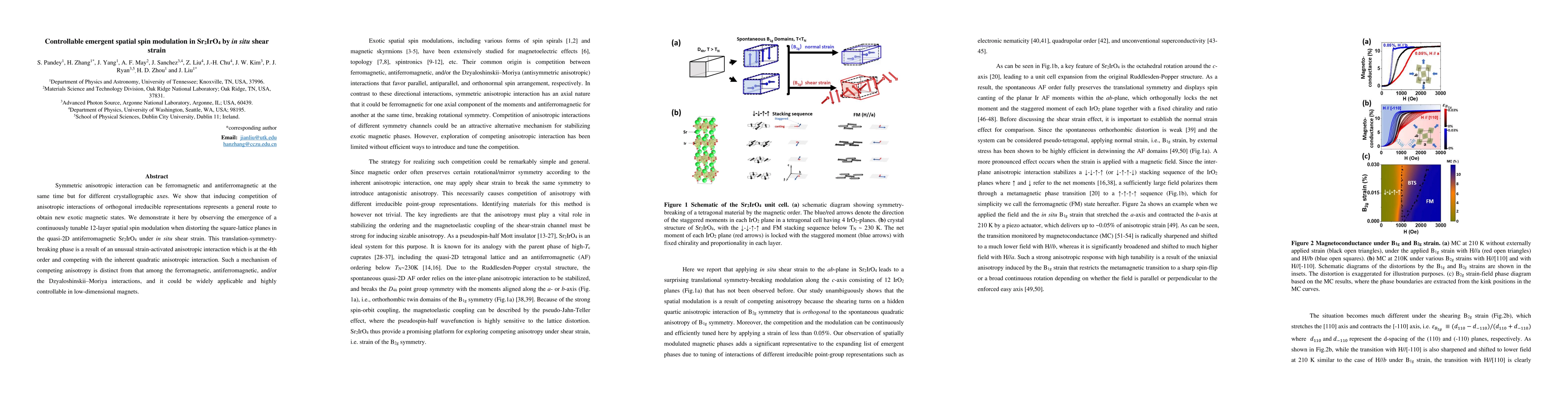 Thumbnail for Controllable emergent spatial spin modulation in Sr2IrO4 by in situ
  shear strain