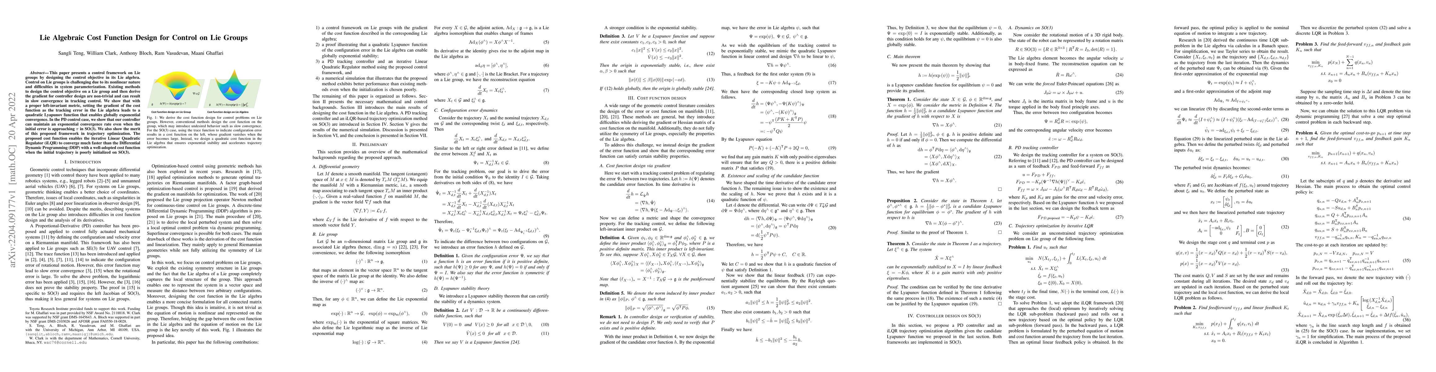 Thumbnail for Lie Algebraic Cost Function Design for Control on Lie Groups