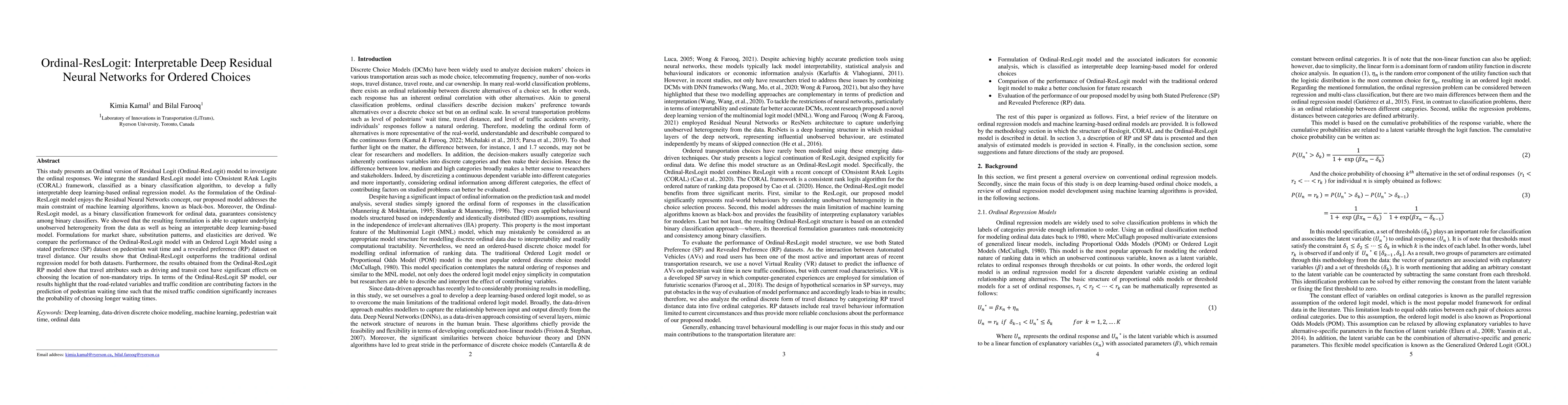 Thumbnail for Ordinal-ResLogit: Interpretable Deep Residual Neural Networks for
  Ordered Choices