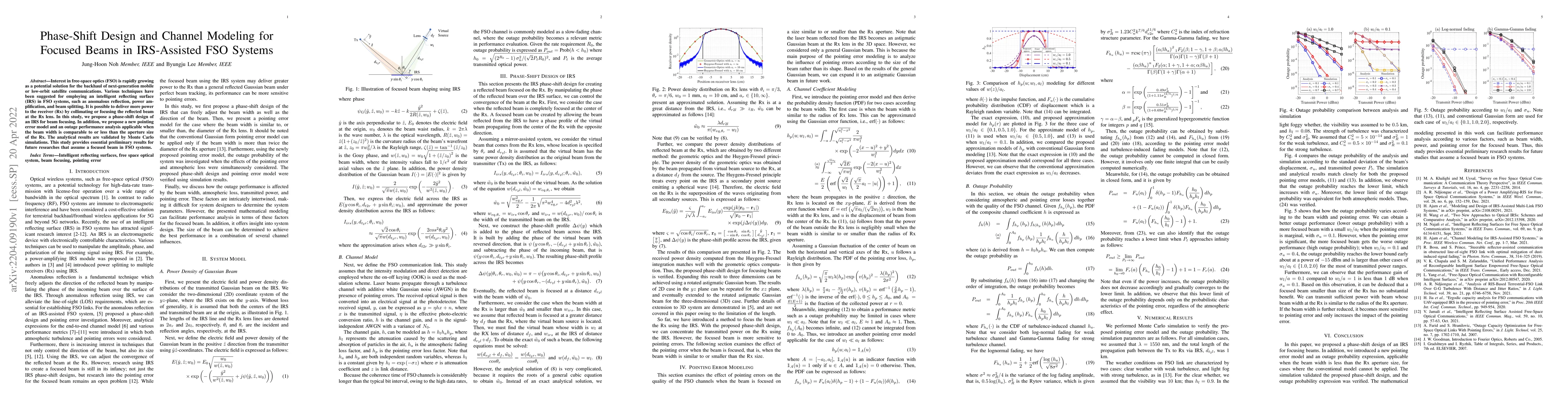 Thumbnail for Phase-Shift Design and Channel Modeling for Focused Beams in
  IRS-Assisted FSO Systems