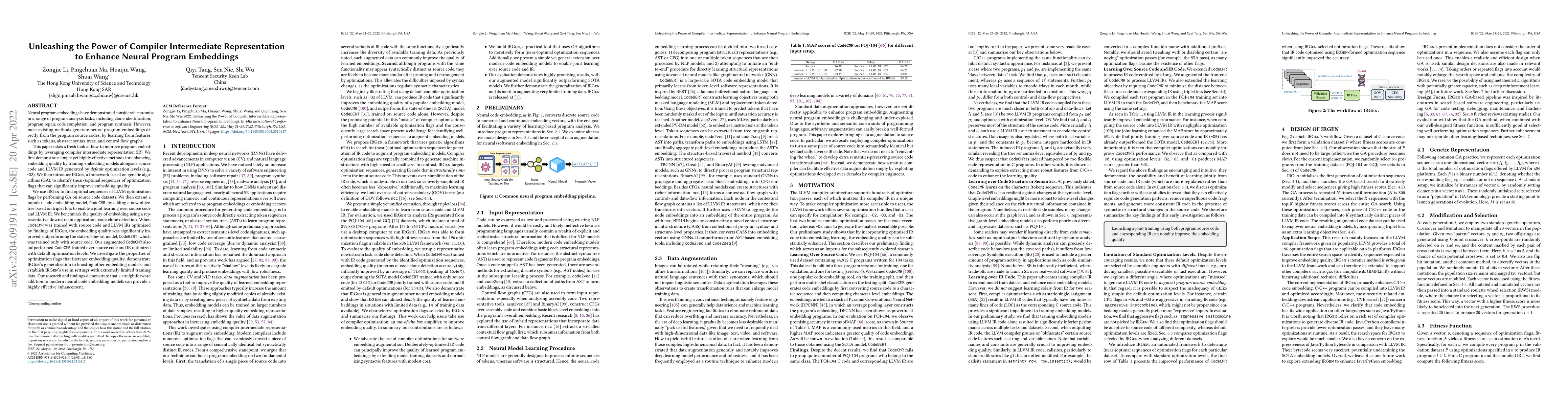 Thumbnail for Unleashing the Power of Compiler Intermediate Representation to Enhance
  Neural Program Embeddings