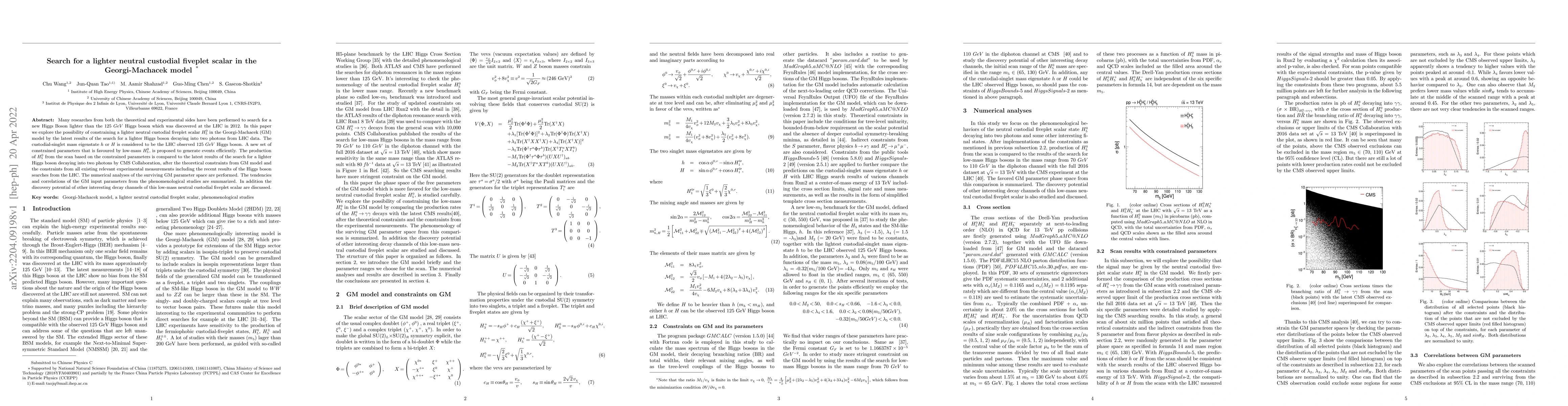 Thumbnail for Search for a lighter neutral custodial fiveplet scalar in the
  Georgi-Machacek model
