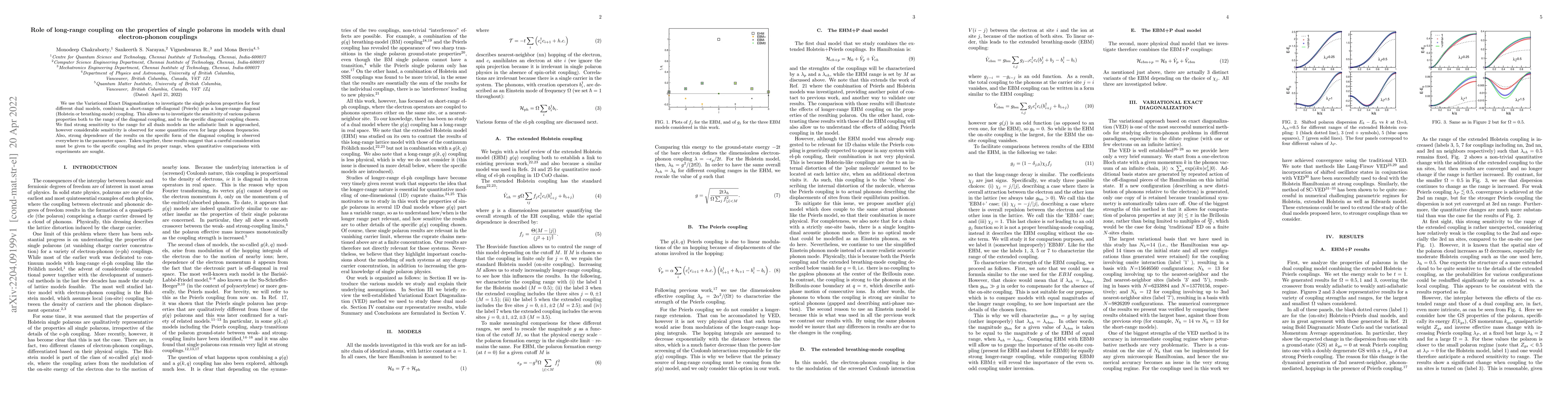 Thumbnail for Role of long-range coupling on the properties of single polarons in
  models with dual electron-phonon couplings