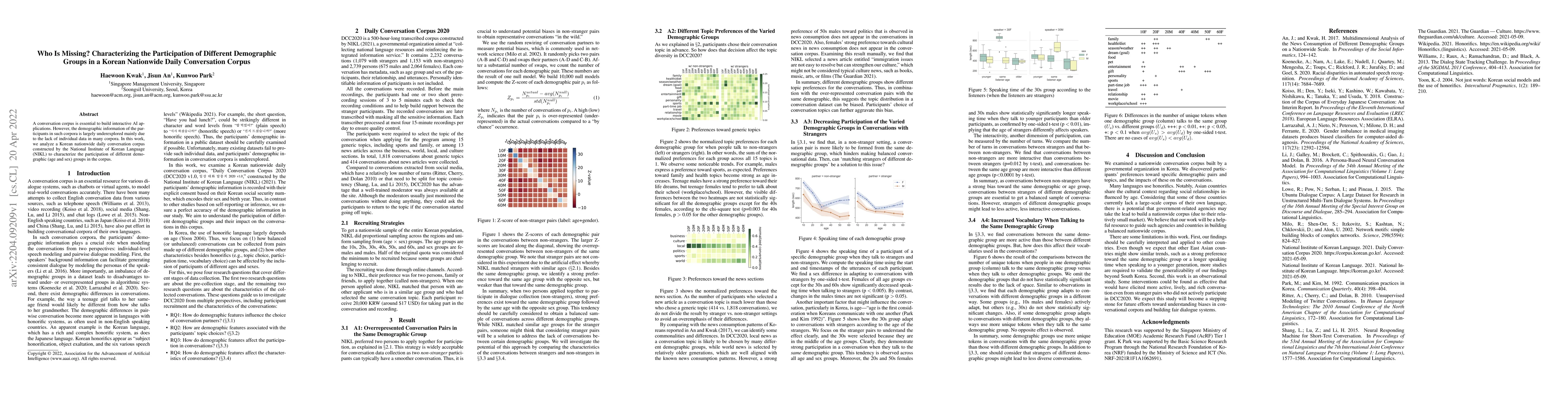 Thumbnail for Who Is Missing? Characterizing the Participation of Different
  Demographic Groups in a Korean Nationwide Daily Conversation Corpus